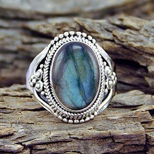 Last Day Promotion 75% OFF-Sterling Silver Labradorite Gem Ring