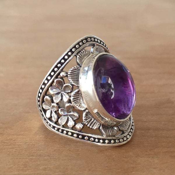 Last Day 75% OFFPurple Gemstone Flower Ring