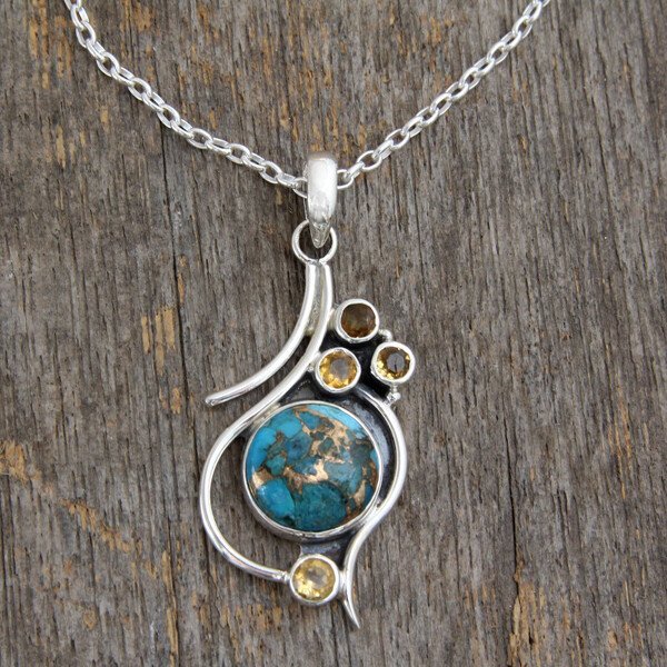 Sterling Silver Bohemian Citrine Turquoise Jewelry