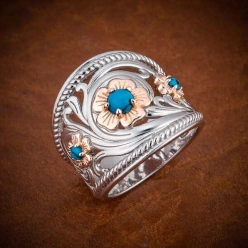 Last Day 75% OFFTurquoise Golden Flower Ring