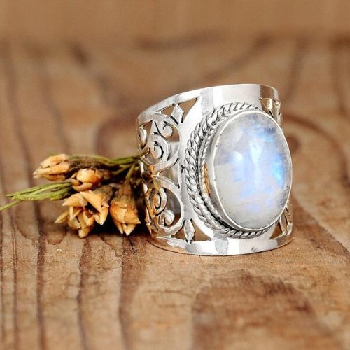 Filigree Rainbow Moonstone Ring