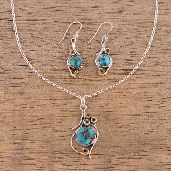 Sterling Silver Bohemian Citrine Turquoise Jewelry