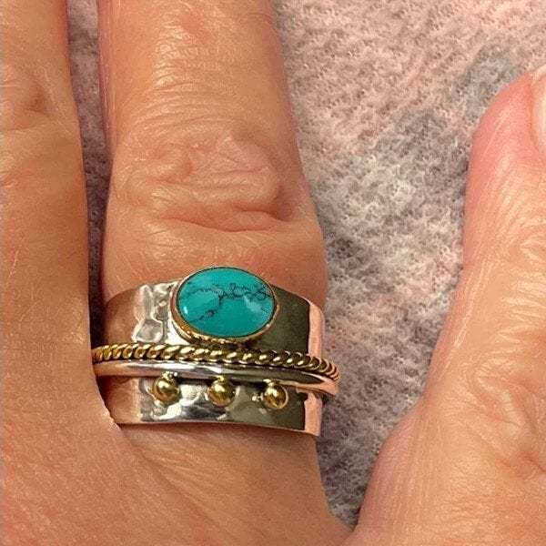 Last Day 75% OFFTurquoise Wide Band Ring