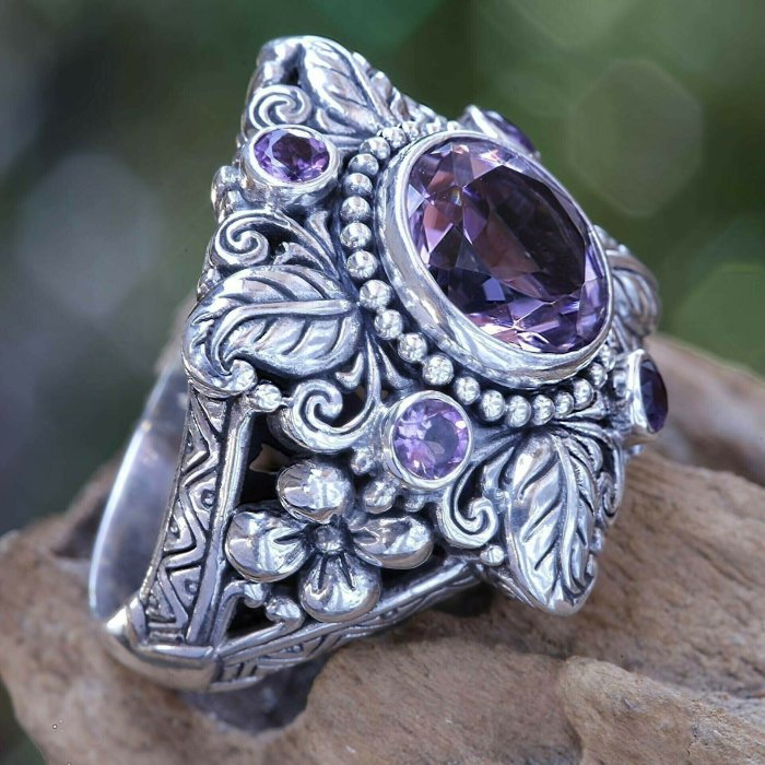 Last Day 75% OFFMeditation Amethyst Crystal Flower Ring