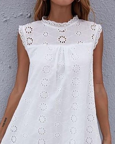 Casual Sleeveless Lace Cutout Loose Midi Dress