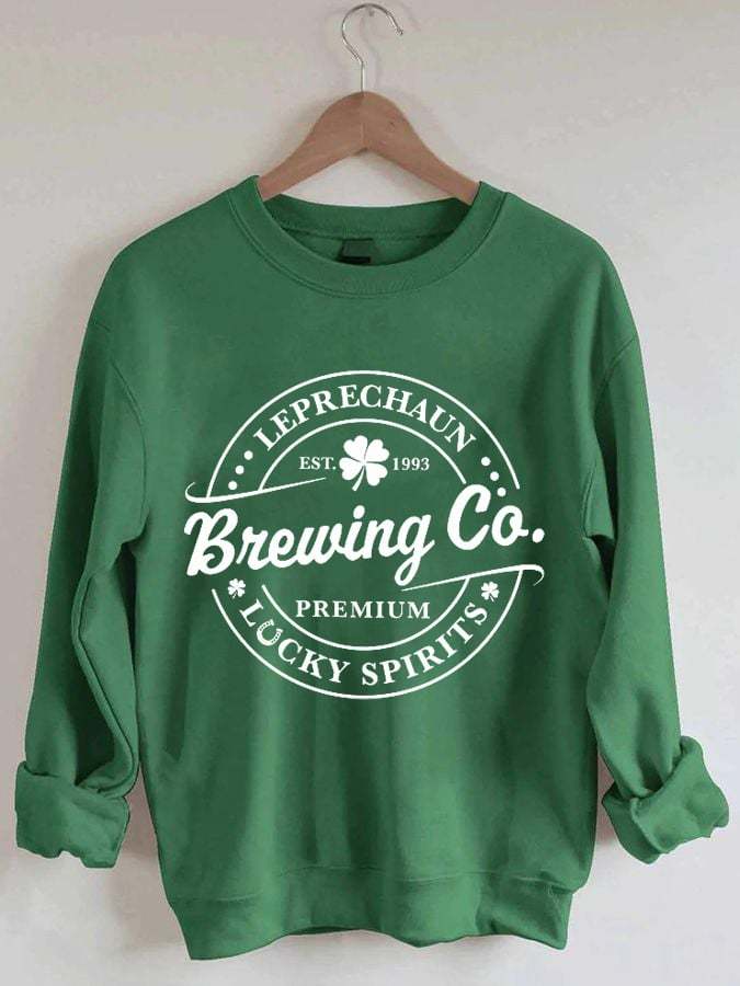 Women's St Patrick's Leprechaun Brewing Co Lucky Spririts Print Sweatshirt