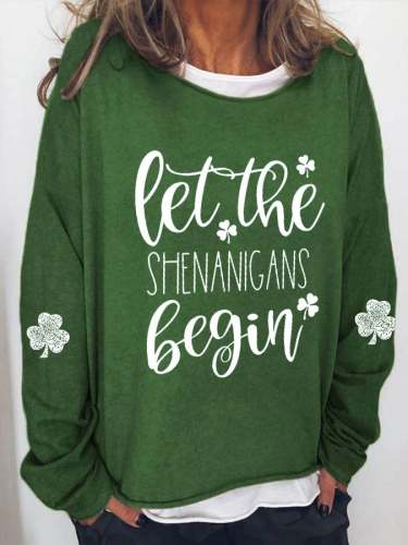 Women's Let The Shenanigans Begin casual loose print sweater