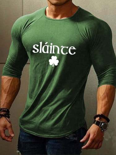 Men's Slainte Slainte St. Patrick's Day Print Long Sleeve T-Shirt