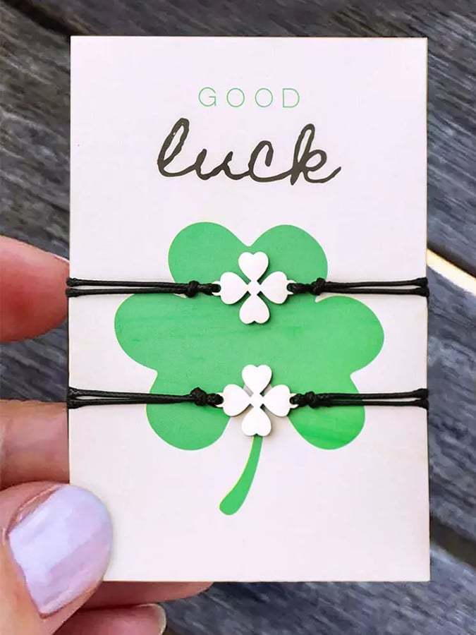2-Pack St. Patrick's Day Lucky Clover Bracelet Set