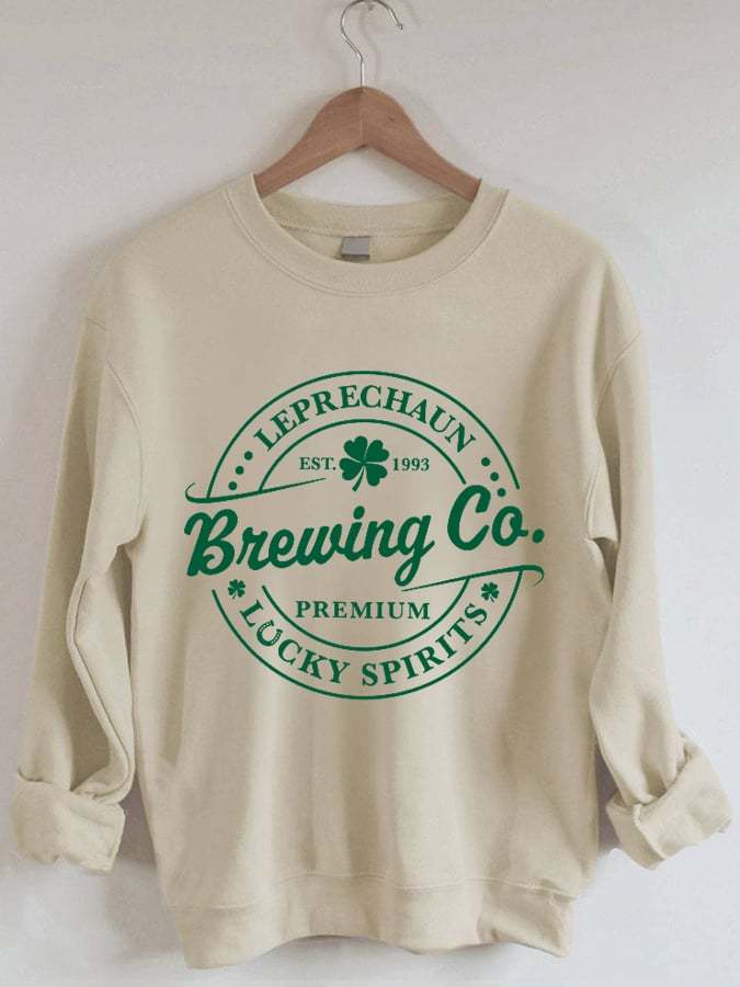 Women's St Patrick's Leprechaun Brewing Co Lucky Spririts Print Sweatshirt