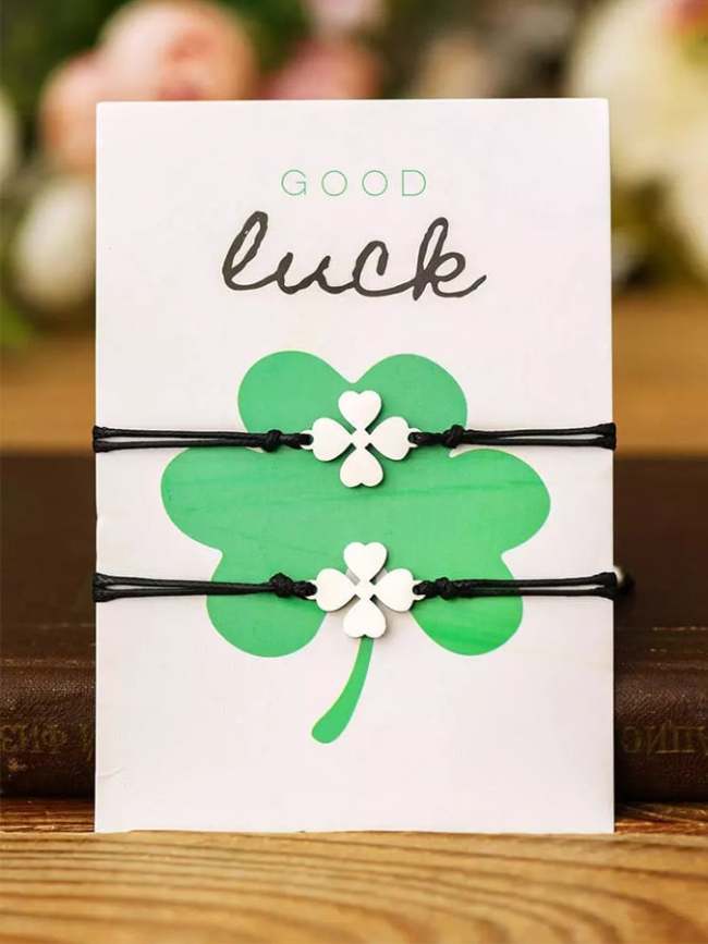 2-Pack St. Patrick's Day Lucky Clover Bracelet Set