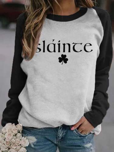 Women's Slainte St. Patrick's Day Print Casual Sweatshirt