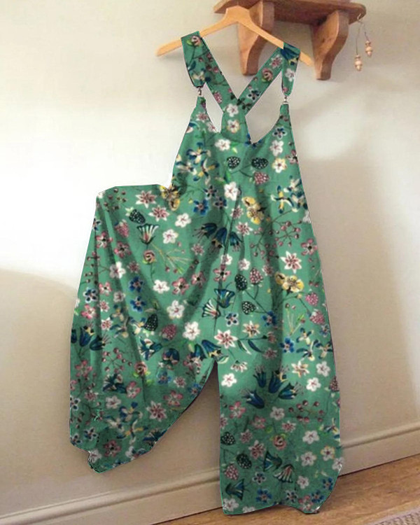 Floral Pattern Loose Jumpsuit