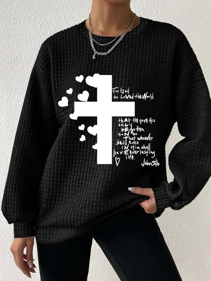 Ladies For God So Loved The World Round Neck Long Sleeve Sweatshirt