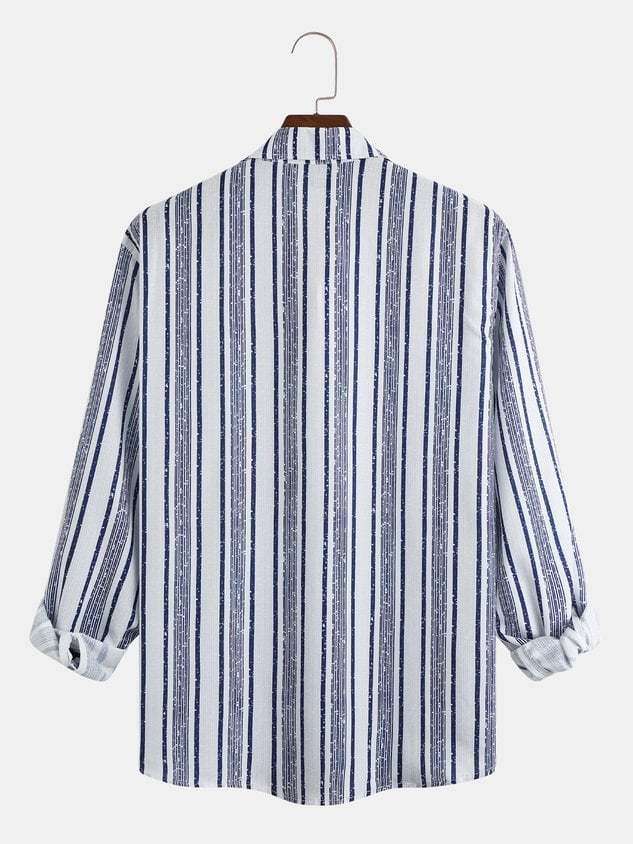 Striped Chest Pocket Long sleeve casual shirt