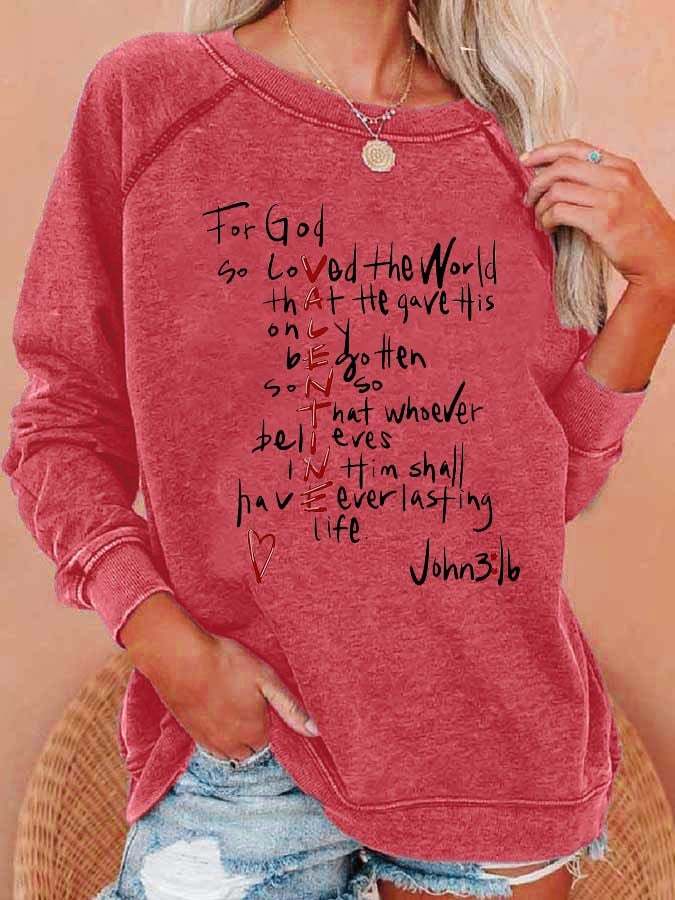 Women's For God So Loved Print Long sleeve Sweatshirt