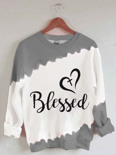 Women's Faith Blessed Cross Print Sweatshirt