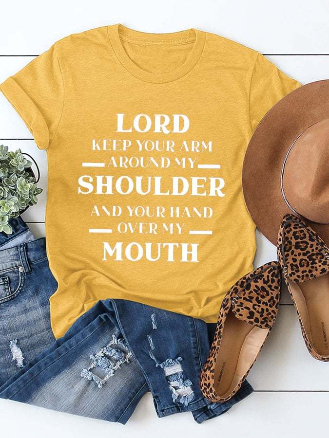 Women's Lord Keep Your Arm Around My Shoulder  Printed Cotton Tee
