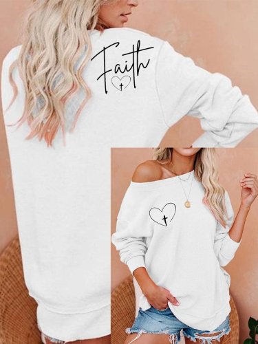 Women's Faith Cross Print Sweatshirt