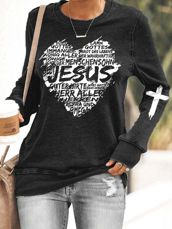Women's Jesus Faith Graphic Casual Sweatshirt