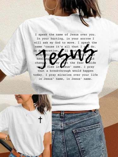 Women's JESUS Casual Loose Printed T-Shirt