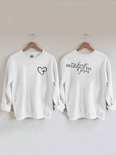 Women's My Heart Belongs To Jesus Print Sweatshirt