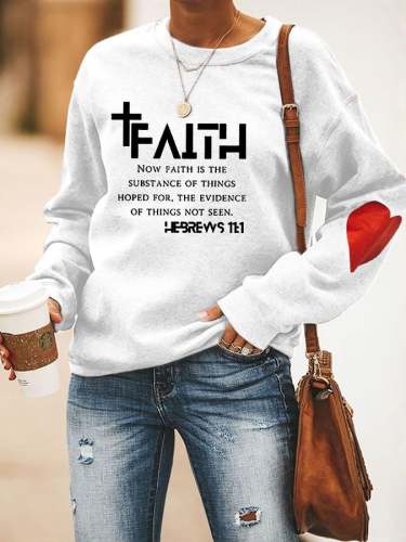 Women's Faith Hope Jesus Lover Print Casual Sweatshirt