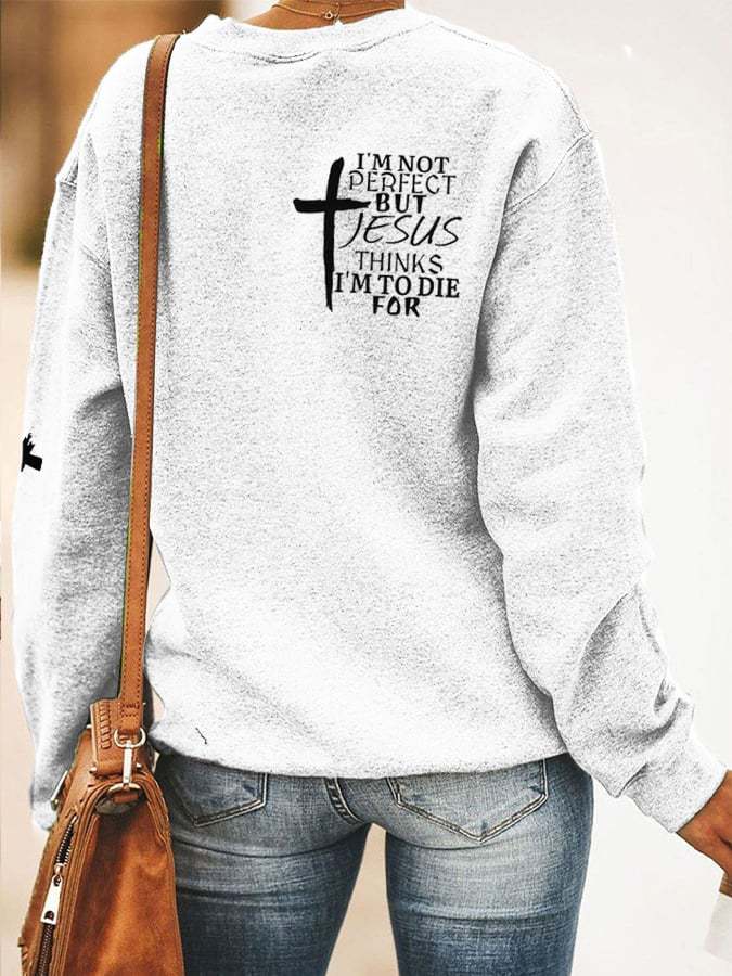 Women's Faith Cross Reversible Print Sweatshirt