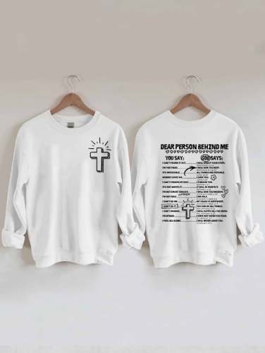 Women's Dear Person Behind Me Jesus Print Casual Sweatshirt