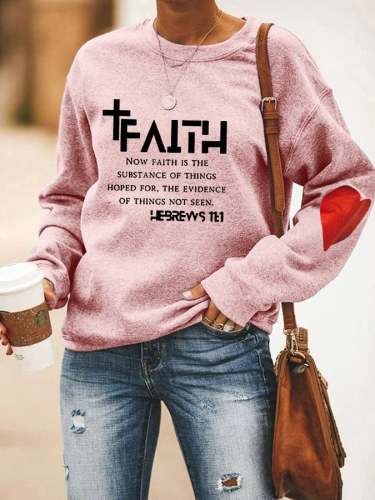 Women's Faith Hope Jesus Lover Print Casual Sweatshirt