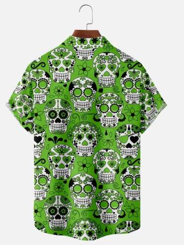 St. Patrick's Day Chest Pocket Short Sleeve Casual Shirt