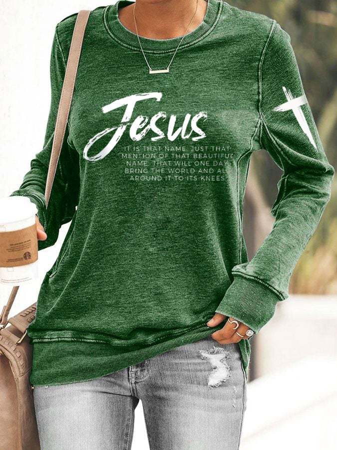 Women's Jesus Cross Print Sweatshirt