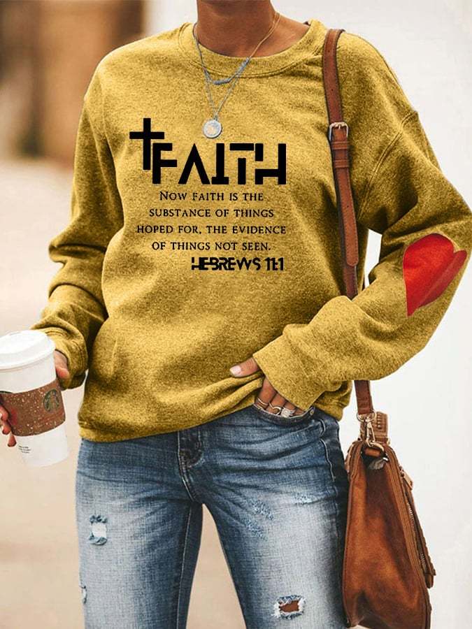 Women's Faith Hope Jesus Lover Print Casual Sweatshirt