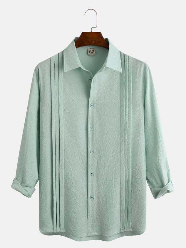 Plain Cotton Long-Sleeve Guayabella  Shirt