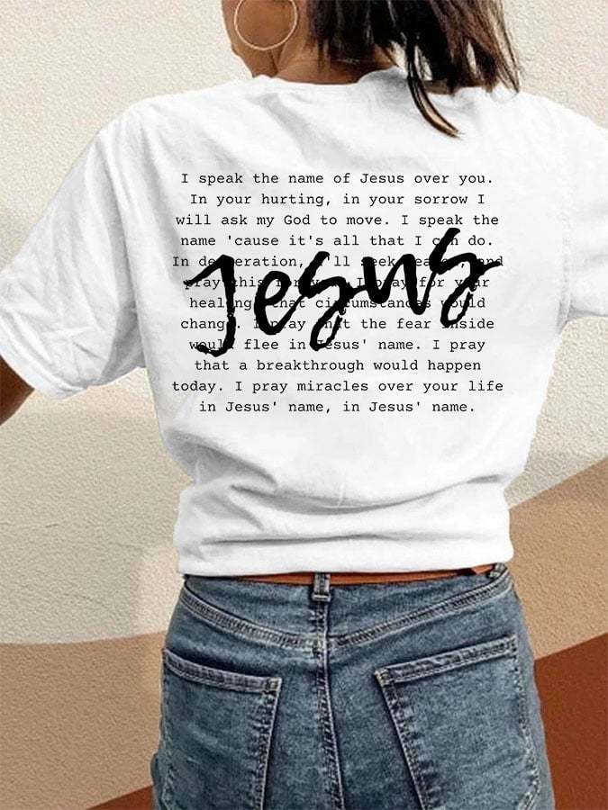 Women's JESUS Casual Loose Printed T-Shirt