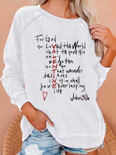 Women's For God So Loved Print Long sleeve Sweatshirt