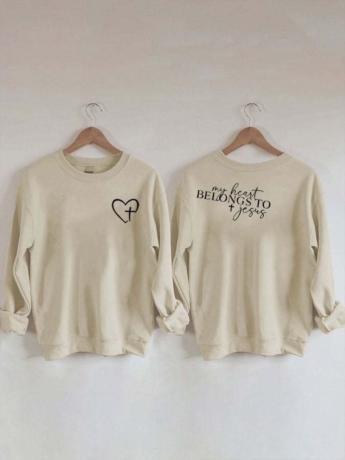 Women's My Heart Belongs To Jesus Print Sweatshirt