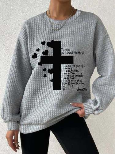 Ladies For God So Loved The World Round Neck Long Sleeve Sweatshirt