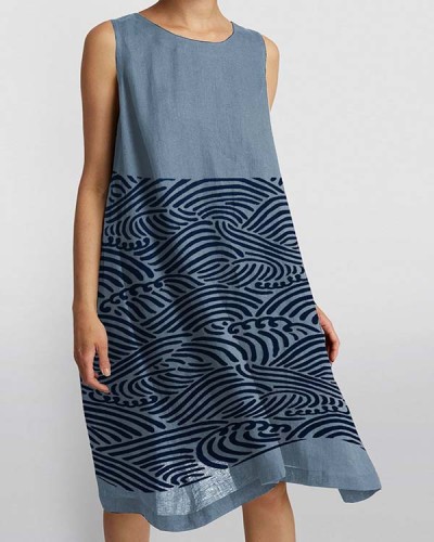 Linen Panel Sleeveless Dress