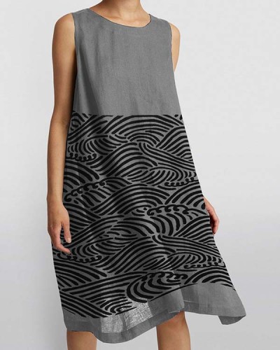 Linen Panel Sleeveless Dress