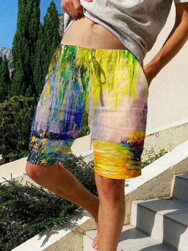 Men's Watercolor Art Leisure Beach Shorts