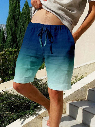Men's Gradient Art Leisure Beach Shorts