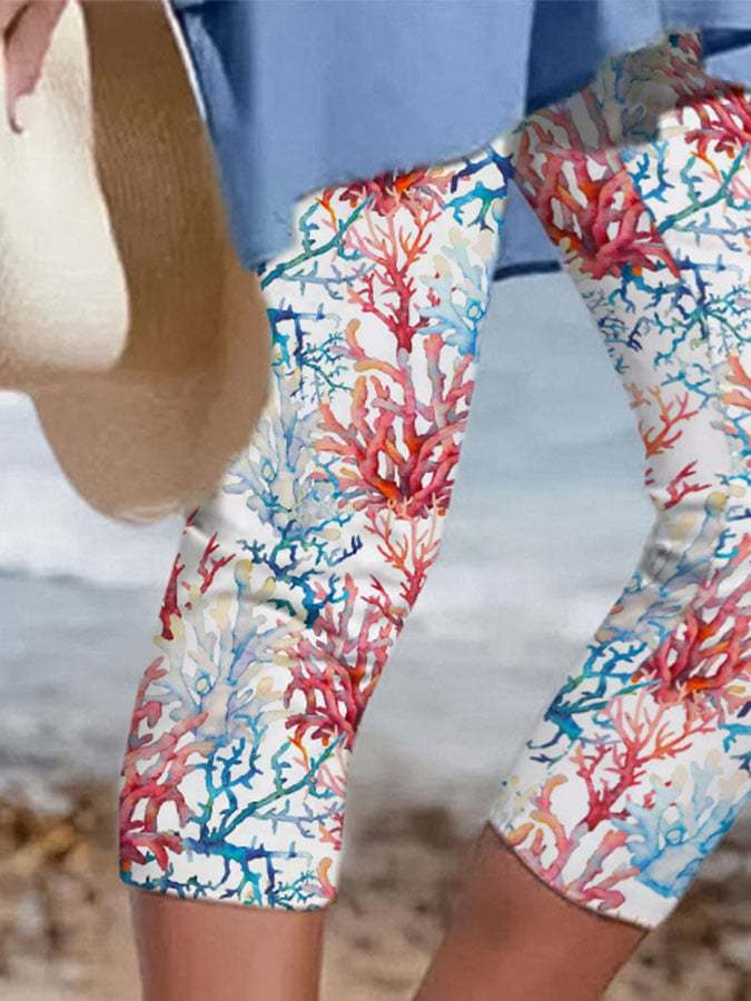 Coral Print Leggings