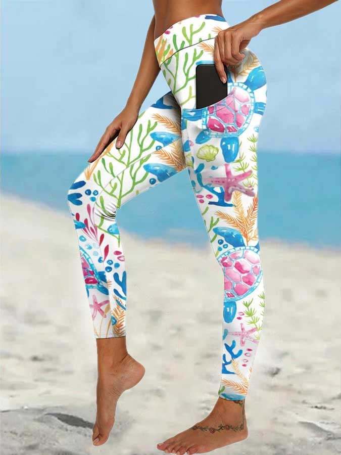 Turtle Vacation Print Leggings