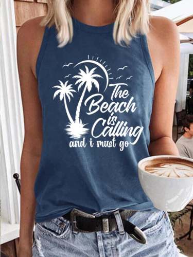 The Beach Is Calling And I Must Go Crew Neck Casual Vest