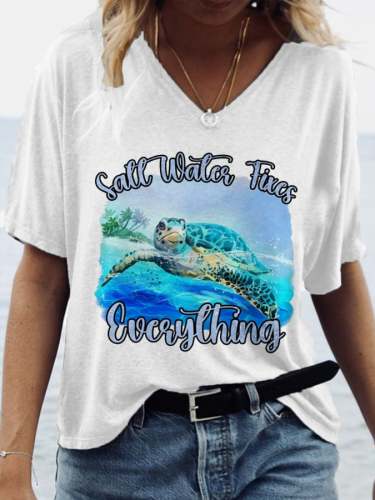 Women's Salt Water Fixes Everything Print T-Shirt