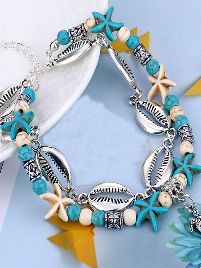 Starfish Turquoise Beach Shell Anklet