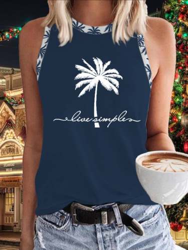 Holiday Coconut Tree Contrasting Color Sleeveless Vest