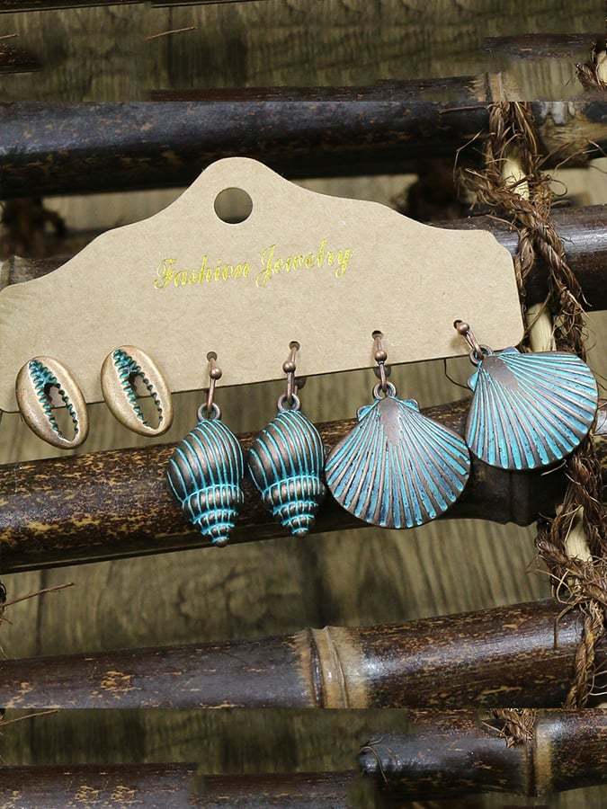 Conch Starfish Shell Ocean Series Combination 3-Piece Earrings