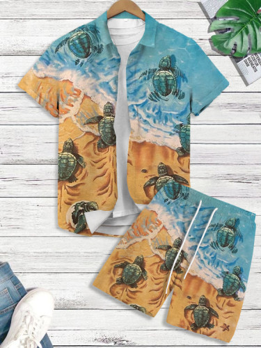 Hawaiian Print Short Sleeve Short Set